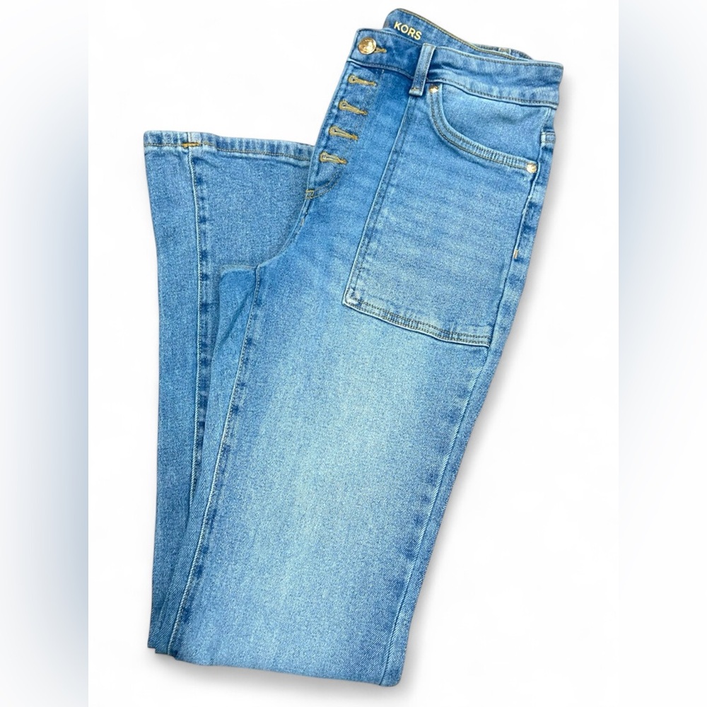 MICHAEL KORS "Selma" Button-Front Stretch Flare Jeans | Women’s 4